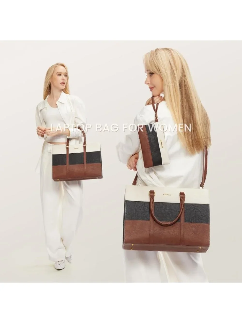 Stylish Vintage Leather Laptop Tote Bag, 15.6